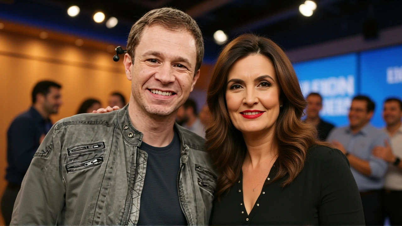 Tiago Leifert e Joana Solnado em 'Encontro' recebem beijo de As Galvão